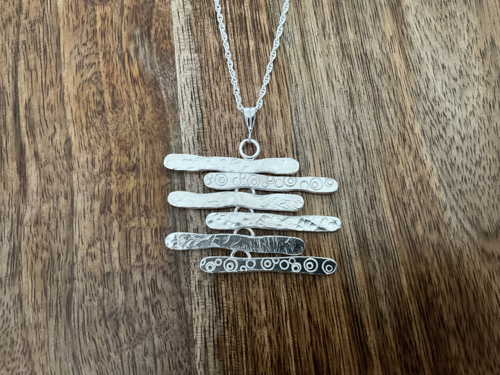 Abstract Textured Pendant and Chain